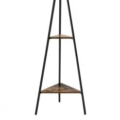 Black and Brown Iron Framed Coat Rack Stand with 6-Hooks and 2-Wooden Shelf by Benjara -Cheap Benjara Store black and brown benjara coat racks bm195833 4f 1000