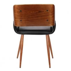 Mid Century Black and Brown Leatherette Dining Chair with Split Padded Back by Benjara -Cheap Benjara Store black and brown benjara dining chairs bm155655 1f 1000
