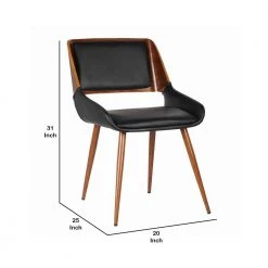 Mid Century Black and Brown Leatherette Dining Chair with Split Padded Back by Benjara -Cheap Benjara Store black and brown benjara dining chairs bm155655 44 1000