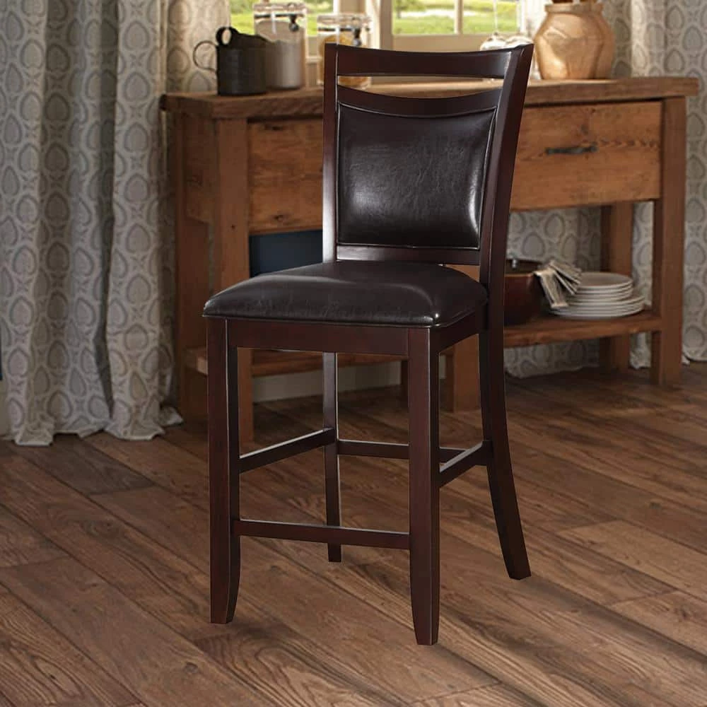 Classic 24 in. Brown and Black Wooden Armless High Chair (Set of 2) by Benjara 3 Classic 24 in. Brown and Black Wooden Armless High Chair (Set of 2) by Benjara - Image 3