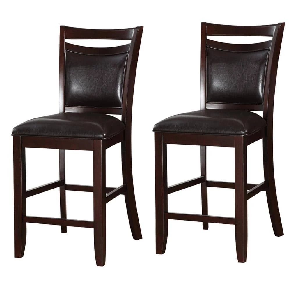 Classic 24 in. Brown and Black Wooden Armless High Chair (Set of 2) by Benjara 1 Classic 24 in. Brown and Black Wooden Armless High Chair (Set of 2) by Benjara