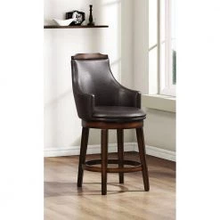 Brown and Black Counter Height Chair with Swivel Mechanism (Set of 2) by Benjara -Cheap Benjara Store black and brown benjara dining chairs bm176340 31 1000
