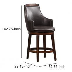 Brown and Black Counter Height Chair with Swivel Mechanism (Set of 2) by Benjara -Cheap Benjara Store black and brown benjara dining chairs bm176340 44 1000
