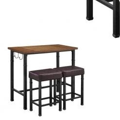 3-Piece Rectangle Wooden Top Black and Brown Pub Set with Hook Hangers by Benjara 7 3-Piece Rectangle Wooden Top Black and Brown Pub Set with Hook Hangers by Benjara -Cheap Benjara Store black and brown benjara dining room sets bm143923 4f 1000