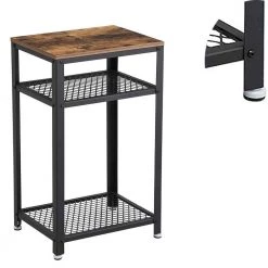Industrial Style Black and Brown Iron and Wood Side Table with Two Tier Mesh Shelves by Benjara 11 Industrial Style Black and Brown Iron and Wood Side Table with Two Tier Mesh Shelves by Benjara -Cheap Benjara Store black and brown benjara end side tables bm195880 1f 1000