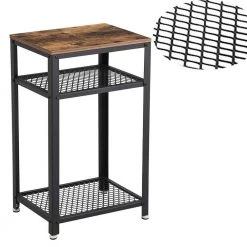 Industrial Style Black and Brown Iron and Wood Side Table with Two Tier Mesh Shelves by Benjara 12 Industrial Style Black and Brown Iron and Wood Side Table with Two Tier Mesh Shelves by Benjara -Cheap Benjara Store black and brown benjara end side tables bm195880 44 1000