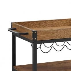 36.4 in. H Black and Brown Wood and Metal Kitchen Cart with Caster Wheels by Benjara -Cheap Benjara Store black and brown benjara kitchen carts bm144041 1f 1000