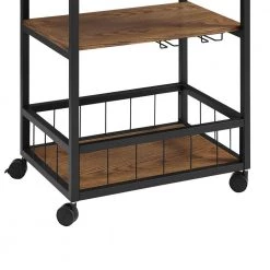 36.4 in. H Black and Brown Wood and Metal Kitchen Cart with Caster Wheels by Benjara -Cheap Benjara Store black and brown benjara kitchen carts bm144041 4f 1000