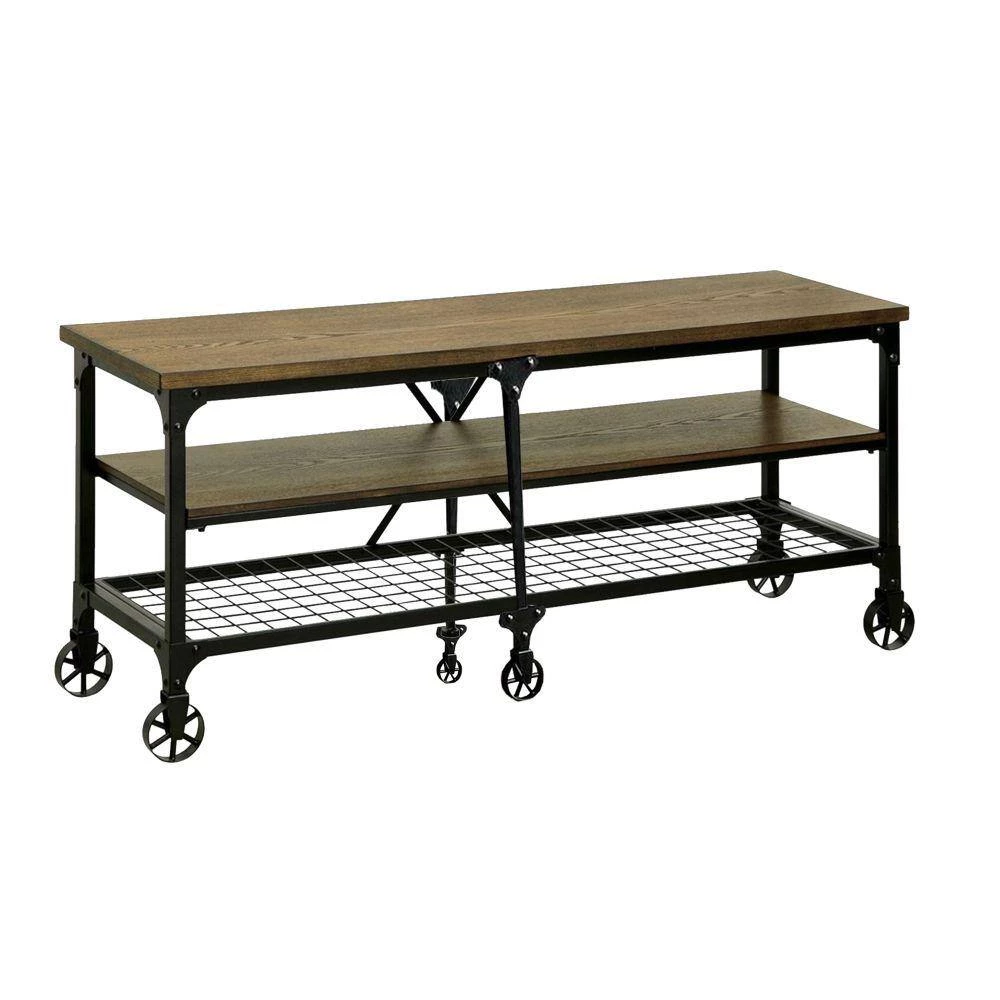 72 in. L Black and Brown Wooden and Metal TV Stand with 4-Compartments by Benjara 7 72 in. L Black and Brown Wooden and Metal TV Stand with 4-Compartments by Benjara - Image 7