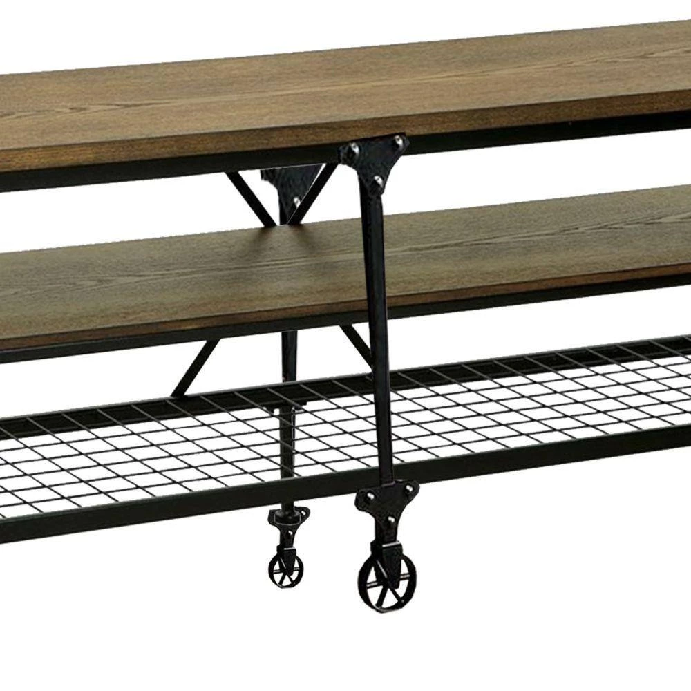 72 in. L Black and Brown Wooden and Metal TV Stand with 4-Compartments by Benjara 5 72 in. L Black and Brown Wooden and Metal TV Stand with 4-Compartments by Benjara - Image 5