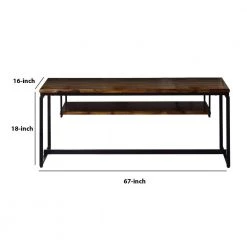 16 in. Black and Brown Metal TV Stand with Wooden Tabletop and Open Shelf by Benjara -Cheap Benjara Store black and brown benjara tv stands bm209602 44 1000