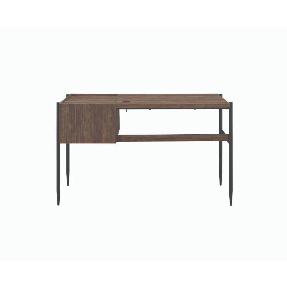 Transitional Style 49.25 in. Brown and Black 2-Drawer Wooden Writing Desk with Metal Tapered Legs by Benjara 4 Transitional Style 49.25 in. Brown and Black 2-Drawer Wooden Writing Desk with Metal Tapered Legs by Benjara - Image 4