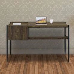 Transitional Style 49.25 in. Brown and Black 2-Drawer Wooden Writing Desk with Metal Tapered Legs by Benjara 11 Transitional Style 49.25 in. Brown and Black 2-Drawer Wooden Writing Desk with Metal Tapered Legs by Benjara -Cheap Benjara Store black and brown benjara writing desks bm196784 31 1000