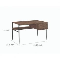 Transitional Style 49.25 in. Brown and Black 2-Drawer Wooden Writing Desk with Metal Tapered Legs by Benjara 10 Transitional Style 49.25 in. Brown and Black 2-Drawer Wooden Writing Desk with Metal Tapered Legs by Benjara -Cheap Benjara Store black and brown benjara writing desks bm196784 44 1000