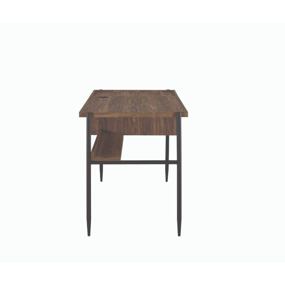 Transitional Style 49.25 in. Brown and Black 2-Drawer Wooden Writing Desk with Metal Tapered Legs by Benjara 3 Transitional Style 49.25 in. Brown and Black 2-Drawer Wooden Writing Desk with Metal Tapered Legs by Benjara - Image 3