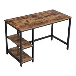24 in. Rectangular Black/Brown Writing Desk with Open Storage by Benjara