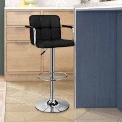 45 in. Black and Chrome Low Back Metal Quilted Barstool by Benjara -Cheap Benjara Store black and chrome benjara bar stools pwc 171 915 31 1000