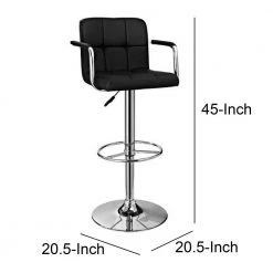 45 in. Black and Chrome Low Back Metal Quilted Barstool by Benjara -Cheap Benjara Store black and chrome benjara bar stools pwc 171 915 44 1000