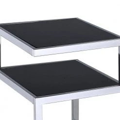 Black Glass and Chrome End Table by Benjara -Cheap Benjara Store black and chrome benjara end side tables bm154558 1f 1000