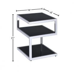 Black Glass and Chrome End Table by Benjara -Cheap Benjara Store black and chrome benjara end side tables bm154558 40 1000