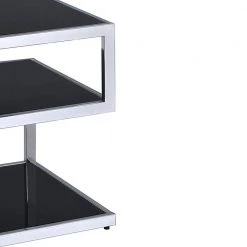 Black Glass and Chrome End Table by Benjara -Cheap Benjara Store black and chrome benjara end side tables bm154558 44 1000