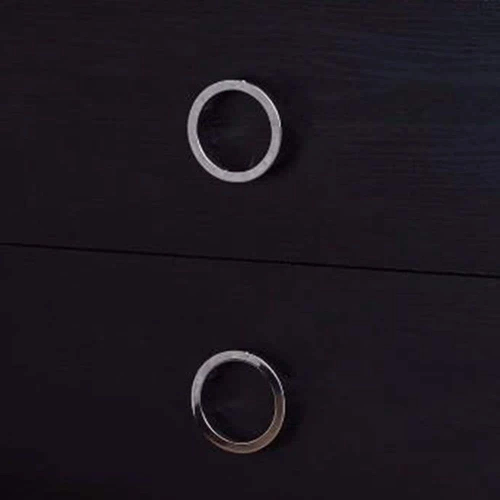 Contemporary Style 2- Drawer Black and Chrome Wooden Nightstand with Metal legs by Benjara 3 Contemporary Style 2- Drawer Black and Chrome Wooden Nightstand with Metal legs by Benjara - Image 3