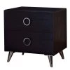Contemporary Style 2- Drawer Black and Chrome Wooden Nightstand with Metal legs by Benjara