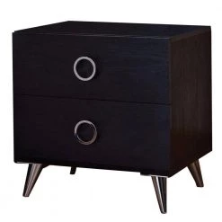 Contemporary Style 2- Drawer Black and Chrome Wooden Nightstand with Metal legs by Benjara