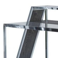 47.25 in. W Chrome and Black Glass Top Metal Frame Writing Desk with USB Docks by Benjara -Cheap Benjara Store black and chrome benjara writing desks bm229649 1f 1000