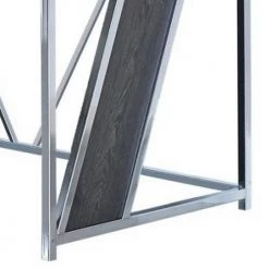 47.25 in. W Chrome and Black Glass Top Metal Frame Writing Desk with USB Docks by Benjara -Cheap Benjara Store black and chrome benjara writing desks bm229649 77 1000