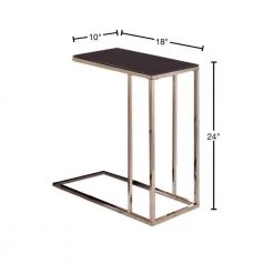 18 in. W Elegant Black Glass Top Snack Table with Chrome Legs by Benjara -Cheap Benjara Store black and gold benjara c tables bm160143 40 1000