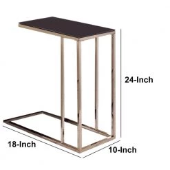 18 in. W Elegant Black Glass Top Snack Table with Chrome Legs by Benjara -Cheap Benjara Store black and gold benjara c tables bm160143 44 1000