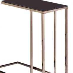 18 in. W Elegant Black Glass Top Snack Table with Chrome Legs by Benjara -Cheap Benjara Store black and gold benjara c tables bm160143 4f 1000