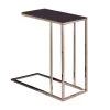 18 in. W Elegant Black Glass Top Snack Table with Chrome Legs by Benjara