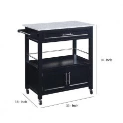 Black and Gray Spacious Wooden Kitchen Cart with Granite Inlaid Top by Benjara 10 Black and Gray Spacious Wooden Kitchen Cart with Granite Inlaid Top by Benjara -Cheap Benjara Store black and gray benjara bar carts bm144035 44 1000
