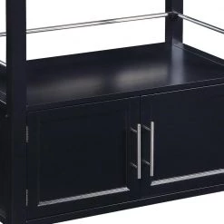 Black and Gray Spacious Wooden Kitchen Cart with Granite Inlaid Top by Benjara 8 Black and Gray Spacious Wooden Kitchen Cart with Granite Inlaid Top by Benjara -Cheap Benjara Store black and gray benjara bar carts bm144035 4f 1000