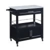 Black and Gray Spacious Wooden Kitchen Cart with Granite Inlaid Top by Benjara