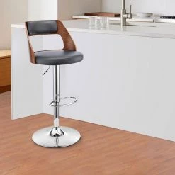 43 in. Black and Gray Low Back Wood and Metal Adjustable Barstool with Open Wooden Back by Benjara 13 43 in. Black and Gray Low Back Wood and Metal Adjustable Barstool with Open Wooden Back by Benjara -Cheap Benjara Store black and gray benjara bar stools bm270016 31 1000