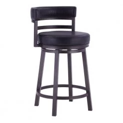 Eva 39 in. Black and Gray Low Back Metal Frame Swivel Bar Stool with Vegan Leather Seat by Benjara 13 Eva 39 in. Black and Gray Low Back Metal Frame Swivel Bar Stool with Vegan Leather Seat by Benjara -Cheap Benjara Store black and gray benjara bar stools bm282098 31 1000