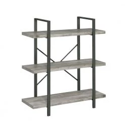 40 In. Light Gray 3 Shelves Wood Bookcase with Crossed Metal Design by Benjara 13 40 In. Light Gray 3 Shelves Wood Bookcase with Crossed Metal Design by Benjara -Cheap Benjara Store black and gray benjara bookcases bookshelves bm280489 31 1000