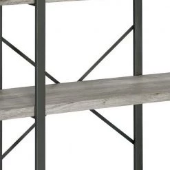 40 In. Light Gray 3 Shelves Wood Bookcase with Crossed Metal Design by Benjara 10 40 In. Light Gray 3 Shelves Wood Bookcase with Crossed Metal Design by Benjara -Cheap Benjara Store black and gray benjara bookcases bookshelves bm280489 4f 1000