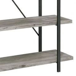 70 In. Light Gray 5 Shelves Wood Bookcase with Crossed Metal Design by Benjara 11 70 In. Light Gray 5 Shelves Wood Bookcase with Crossed Metal Design by Benjara -Cheap Benjara Store black and gray benjara bookcases bookshelves bm280491 1f 1000