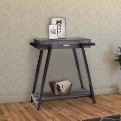 32 in. Black/Gray Standard Rectangle Wood Console Table with Drawer by Benjara -Cheap Benjara Store black and gray benjara console tables bm204129 31 1000