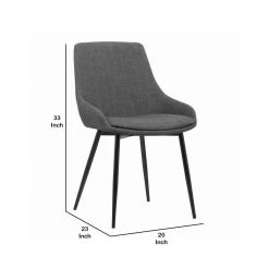 Black and Gray Fabric Upholstered Dining Chair with Metal Legs by Benjara -Cheap Benjara Store black and gray benjara dining chairs bm155594 44 1000