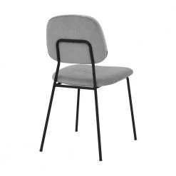 Black and Gray Metal and Leatherette Side Dining Chair (Set of 2) by Benjara -Cheap Benjara Store black and gray benjara dining chairs bm240775 1f 1000