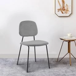 Black and Gray Metal and Leatherette Side Dining Chair (Set of 2) by Benjara -Cheap Benjara Store black and gray benjara dining chairs bm240775 31 1000