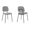 Black and Gray Metal and Leatherette Side Dining Chair (Set of 2) by Benjara
