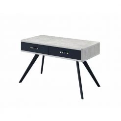 23.62 in. W Black and Gray Faux Concrete Desk with 2-Drawers and Flared Legs by Benjara