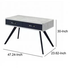 23.62 in. W Black and Gray Faux Concrete Desk with 2-Drawers and Flared Legs by Benjara -Cheap Benjara Store black and gray benjara writing desks bm196711 fa 1000