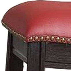 24 in. Gray and Red Wooden Counter Stool with Upholstered Cushion Seat by Benjara -Cheap Benjara Store black and red benjara bar stools bm233107 1f 1000